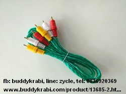 สาย RCA (AV) 6 หัว  1.5 ม.  หัวทอง   สีใส