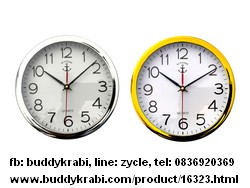 นาฬิกาแขวนผนัง วงกลม SunTime, WanidTime 09 นิ้ว  ขอบบาง 901 (เงินทอง)  สีเงิน, ทอง